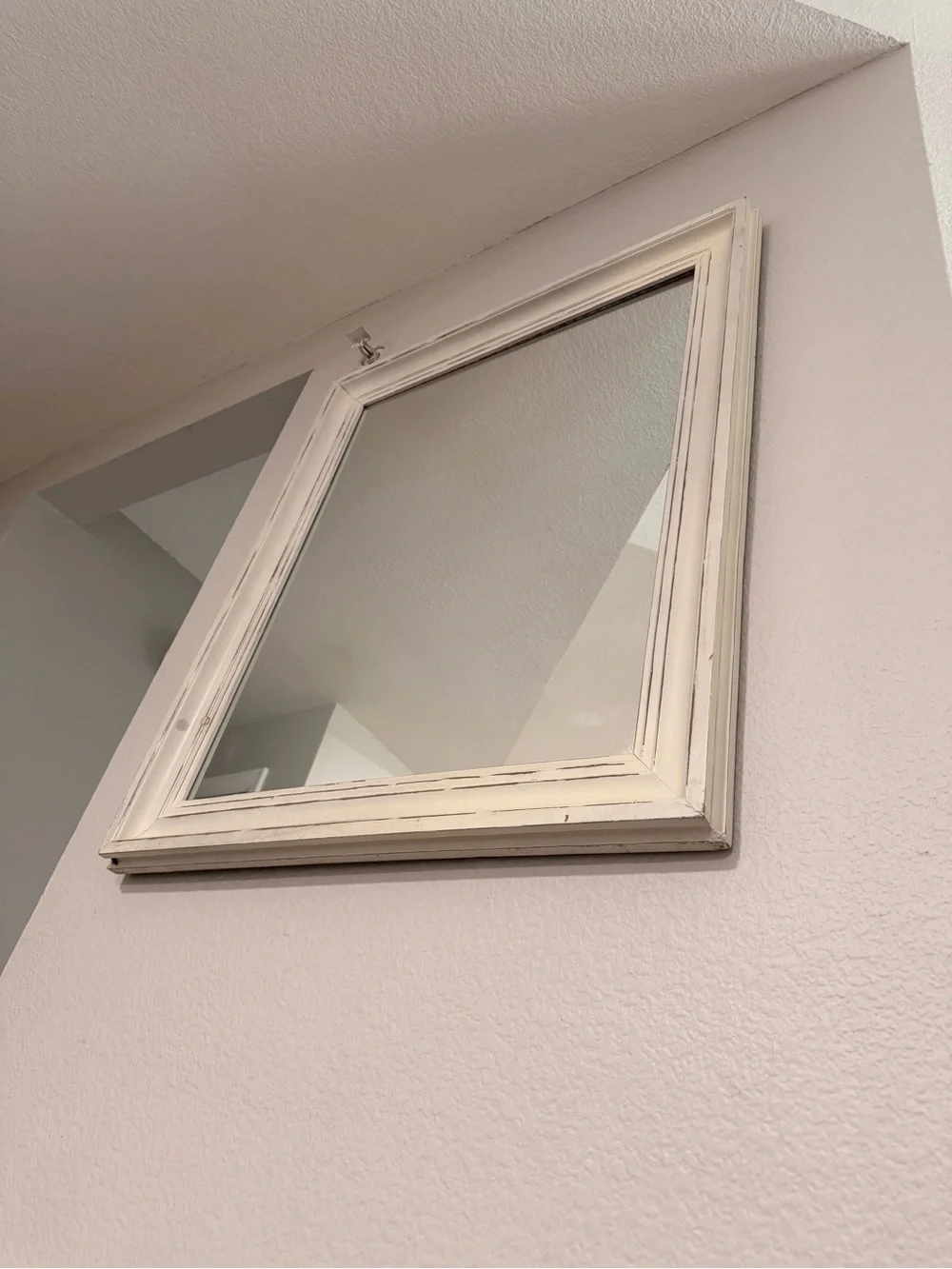 Distressed White Framed Wall Mirror - Classic Home Accent